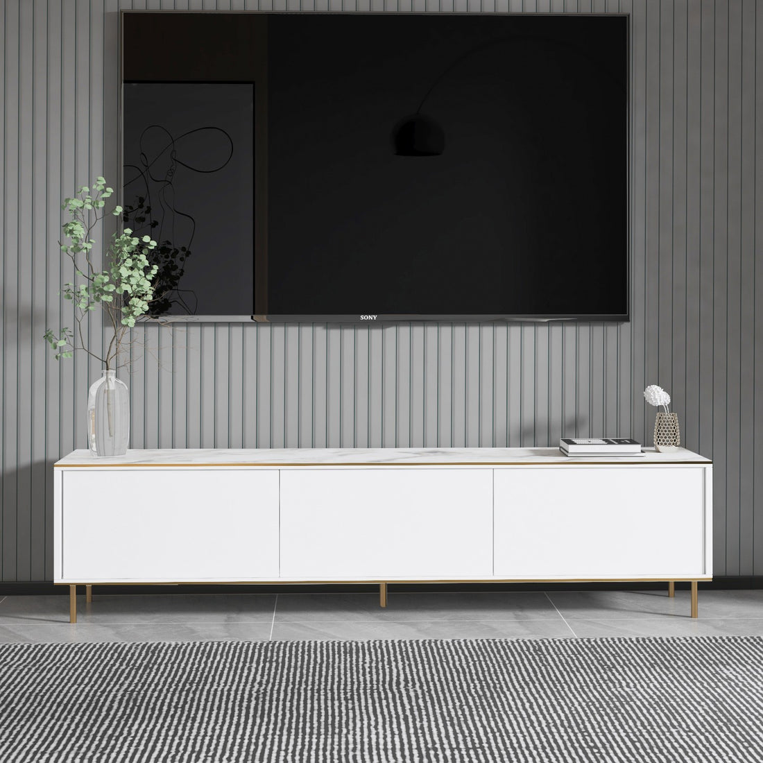 Meuble TV Imaj - Marble, White