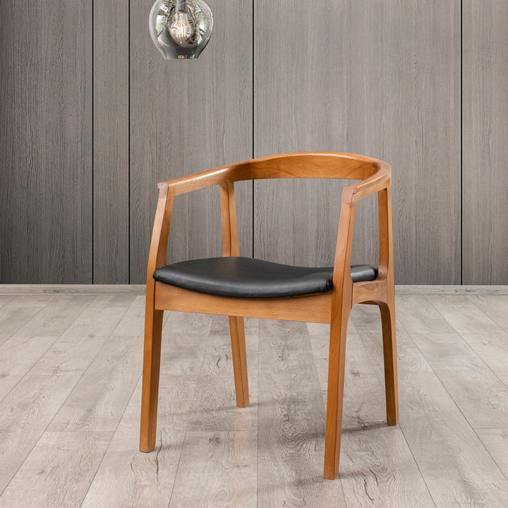Chaise Bois Massif Et Simili Cuir Noisette Et Noir