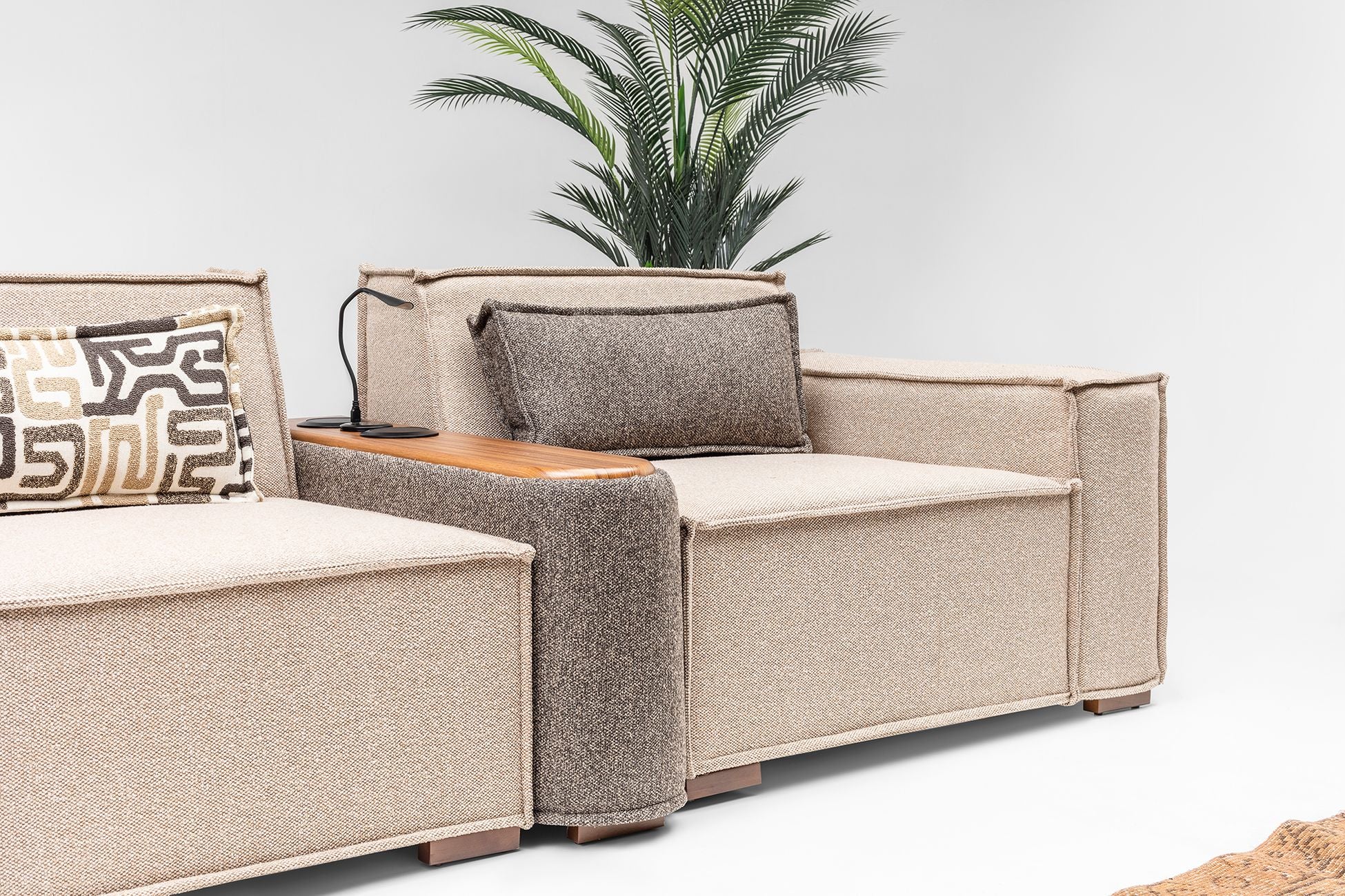 Nero Canapé Modulable avec système audio Lumière d'ambiance