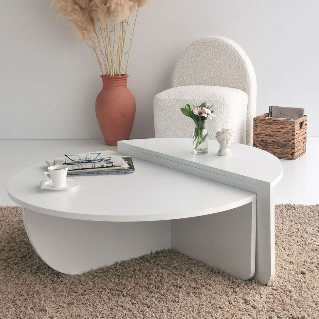 Set de 2 tables basses design Oatglow Blanc