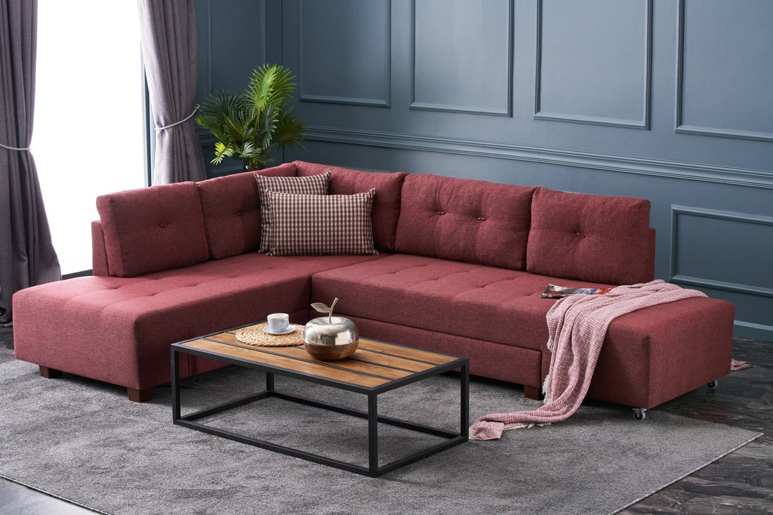 Canapé d'angle Manama Corner Sofa Bed Left - Claret Red