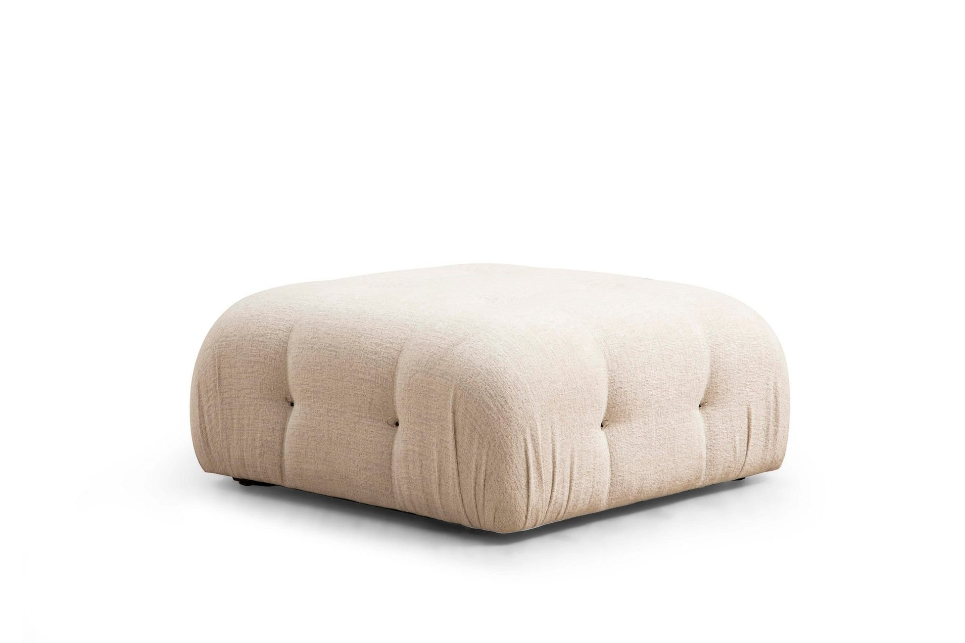 Pouf carré Nounou Tissu bouclette Pêche