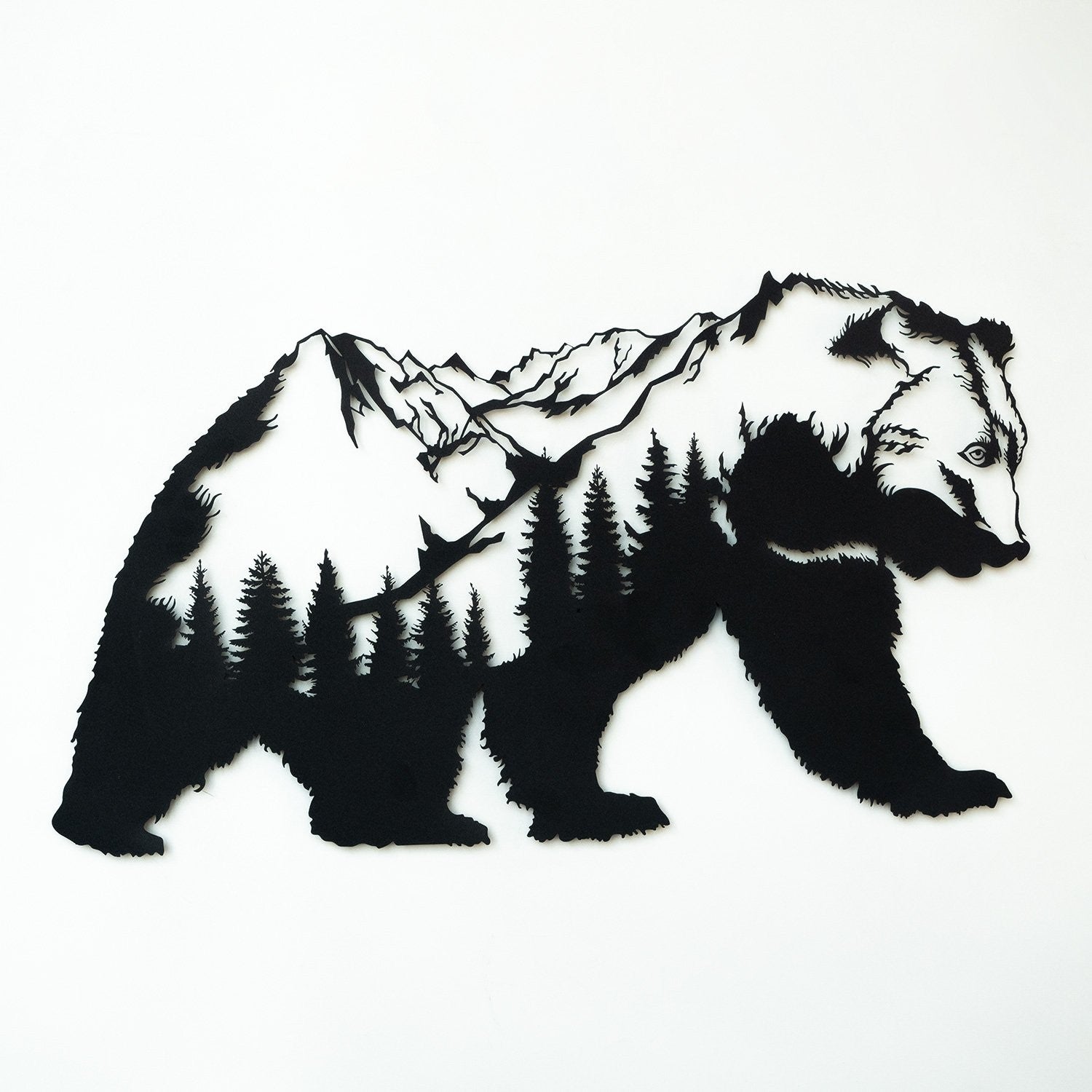 Accessoire mural en métal décoratif Landscape Bear Metal Wall Art - APT626