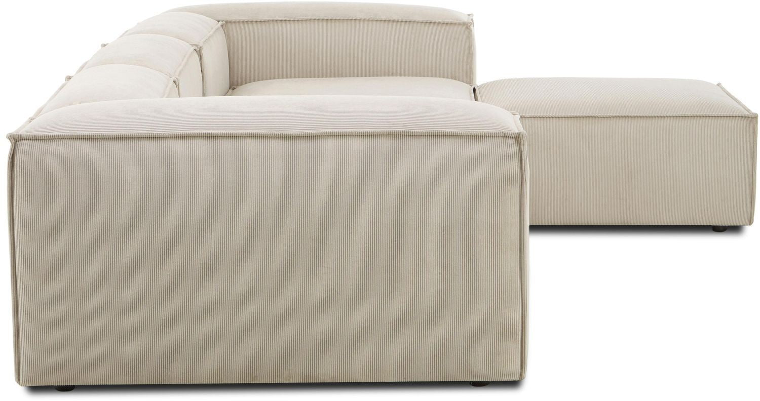 Canapé modulable 4 places en velours côtelé avec pouf Frida