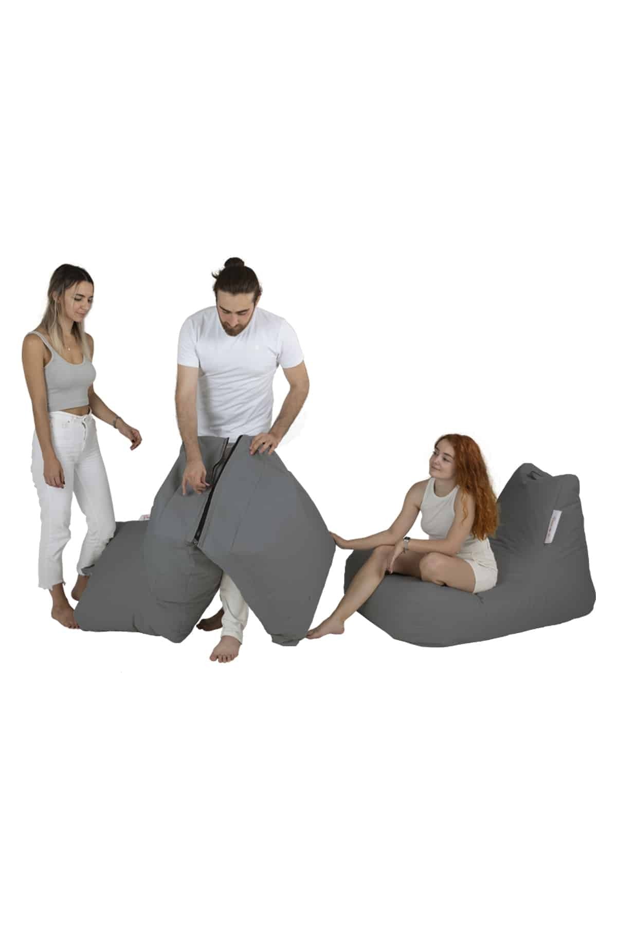 Pouf convertible / coussin de sol Kendel Gris