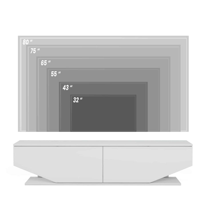 Meuble TV façade trapèze 2 portes Ares 160cm Bois Blanc