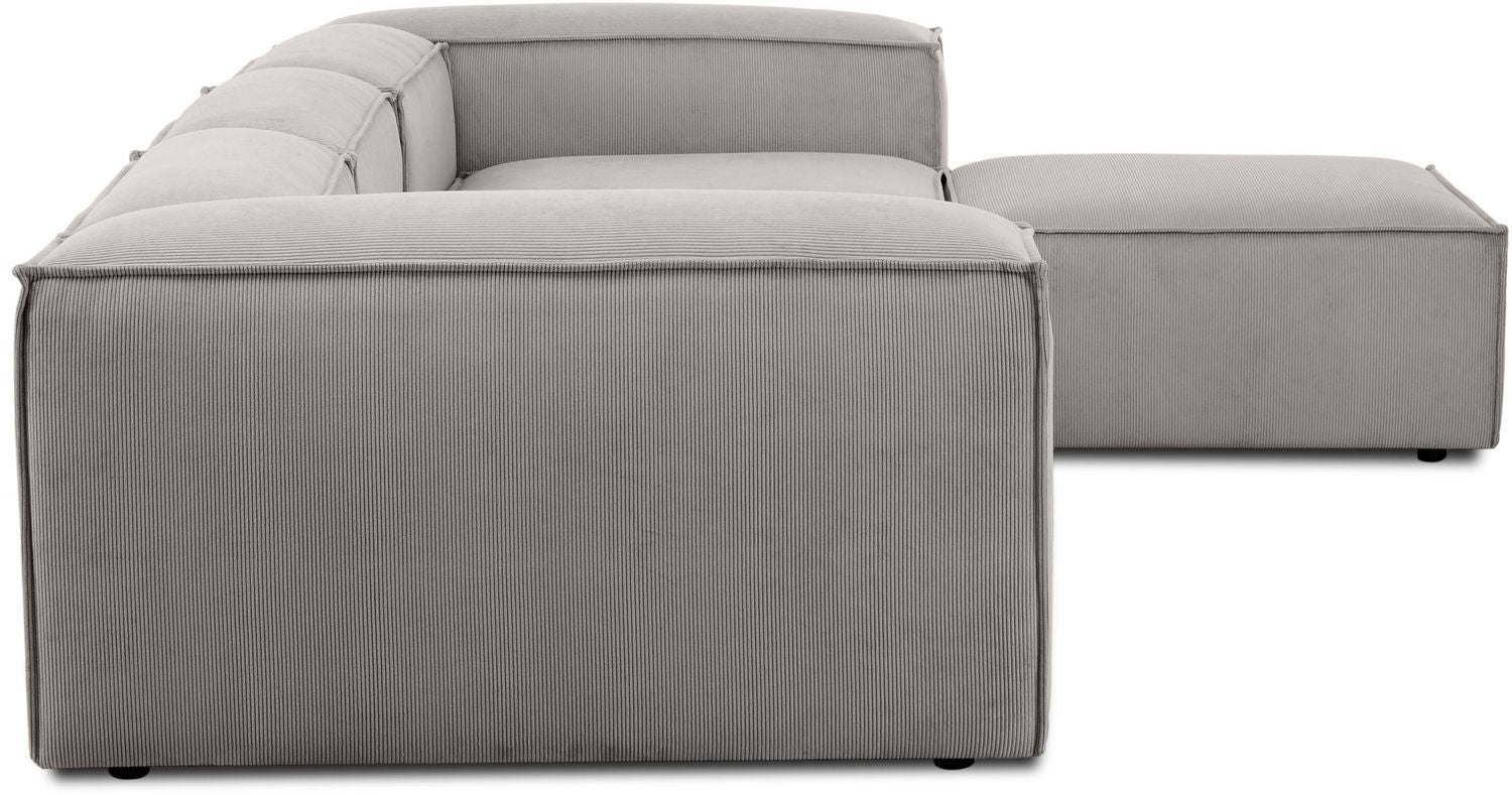 Canapé modulable 4 places en velours côtelé avec pouf Frida