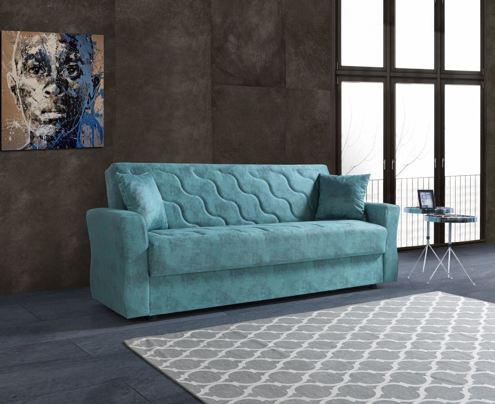 Milan canapé lit clic-clac 3 places avec coffre de rangement