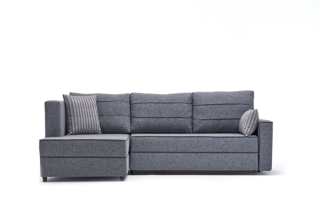 Canapé d'angle à droite convertible Milos Tissu Gris