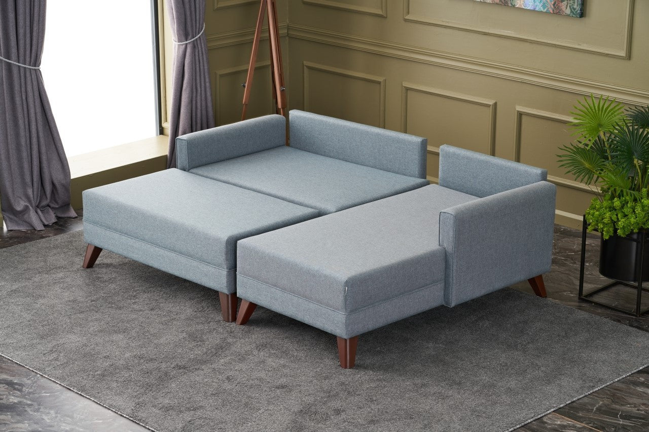 Canapé d'angle Bella Soft Mini Köşe Right - Blue