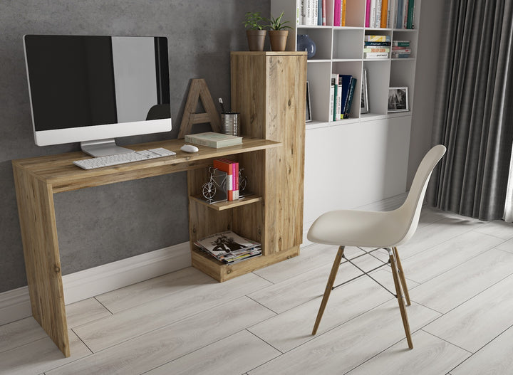 Ensemble bureau, bibliothèque et étagère Redi Bois clair
