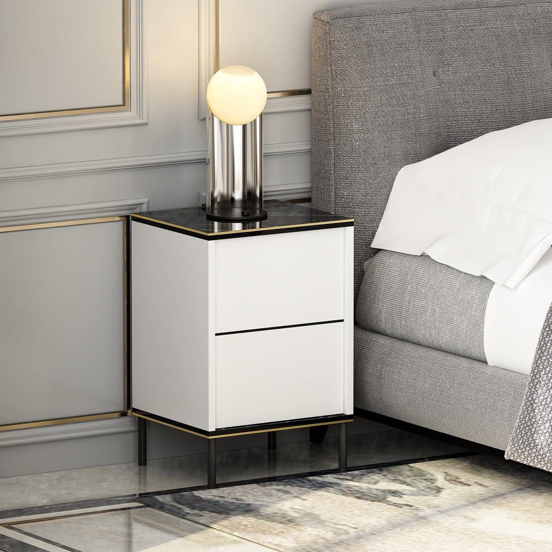 La table de nuit Imaj - White, Marble