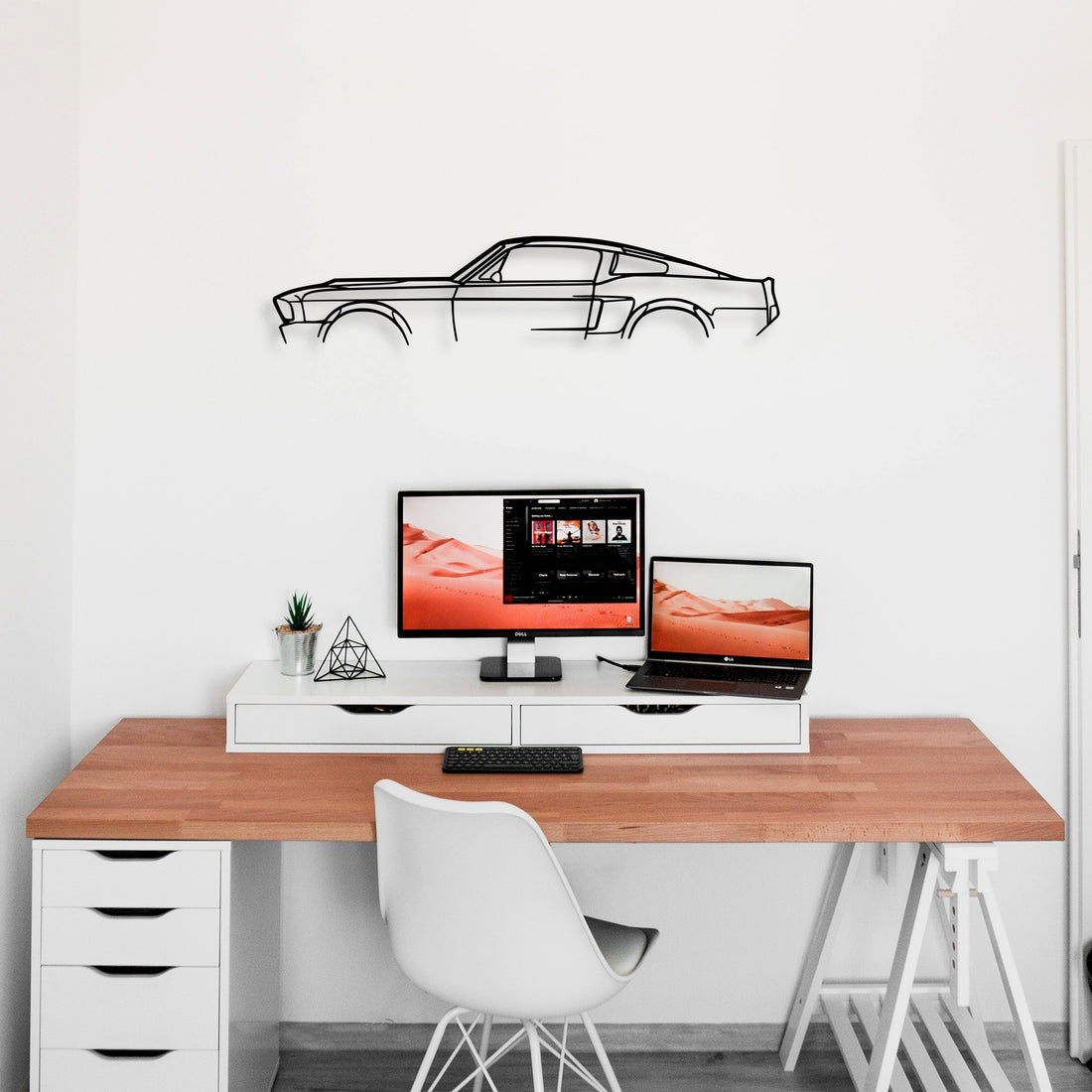 Accessoire mural en métal décoratif 1967 Ford Mustang Shelby GT500 Silhouette