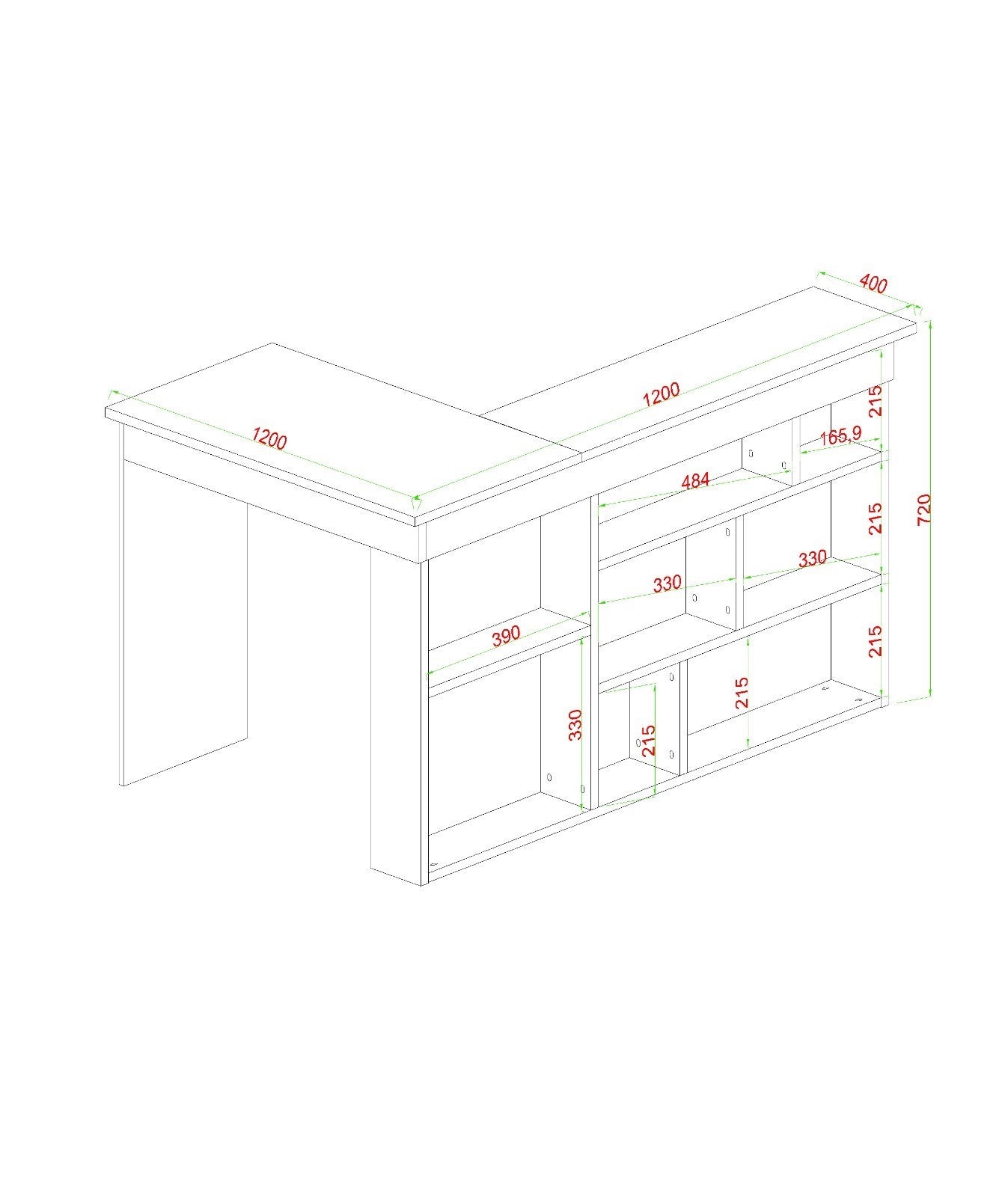 Bureau d'angle avec rangement Koro Bois clair et Anthracite