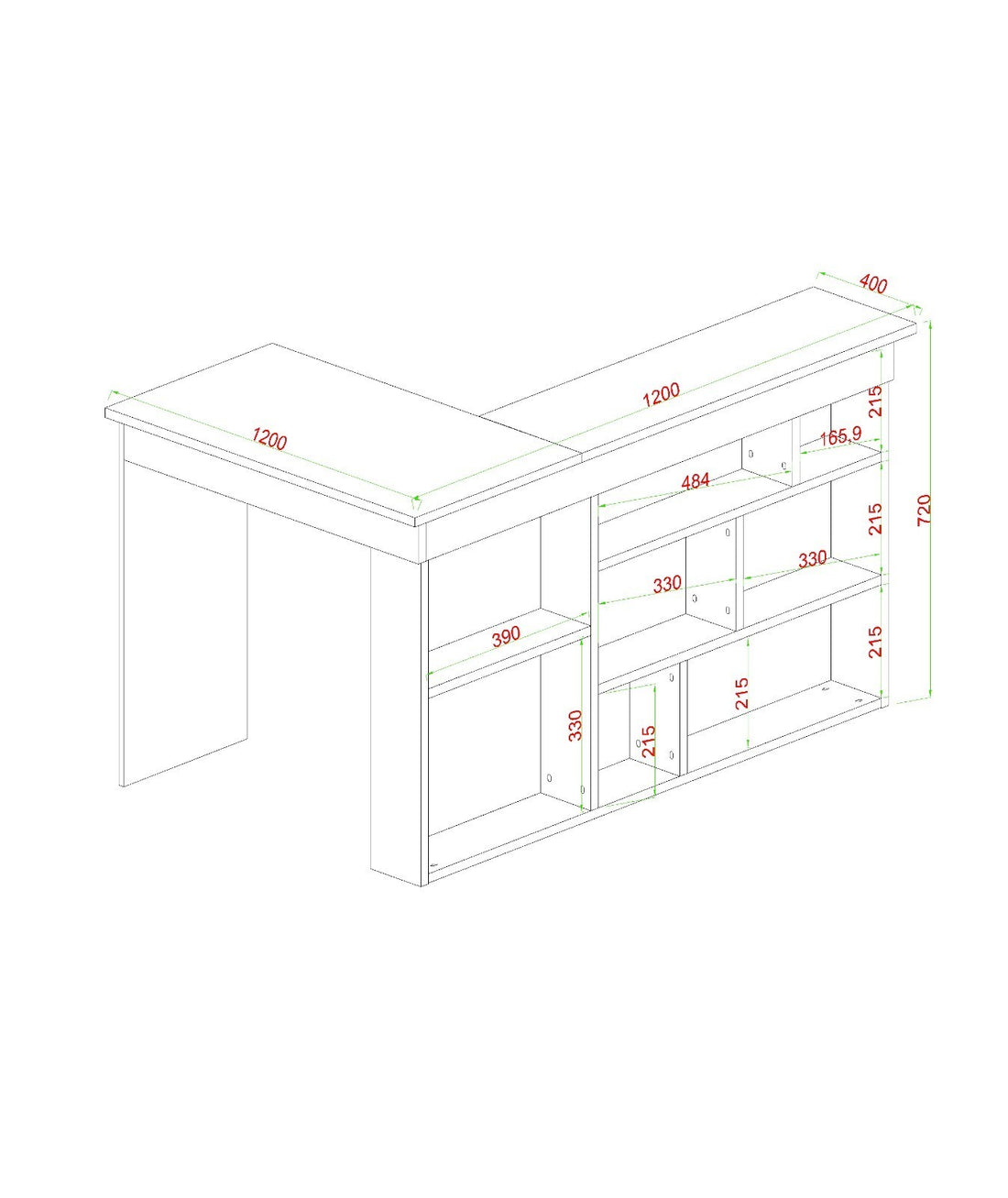 Bureau d'angle avec rangement Koro Bois clair et Anthracite