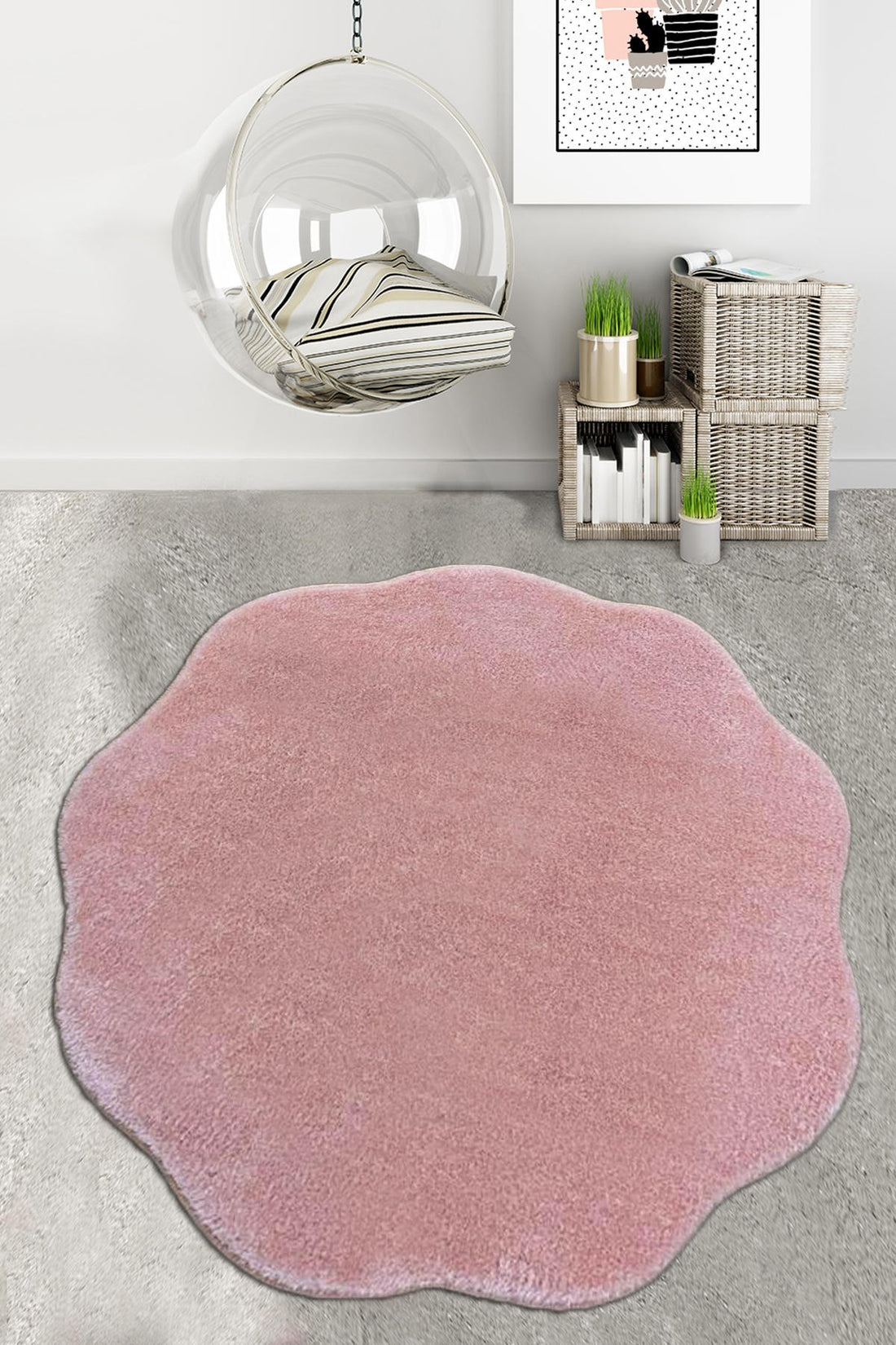 Tapis (100 cm) Wavy Decorative - Pink