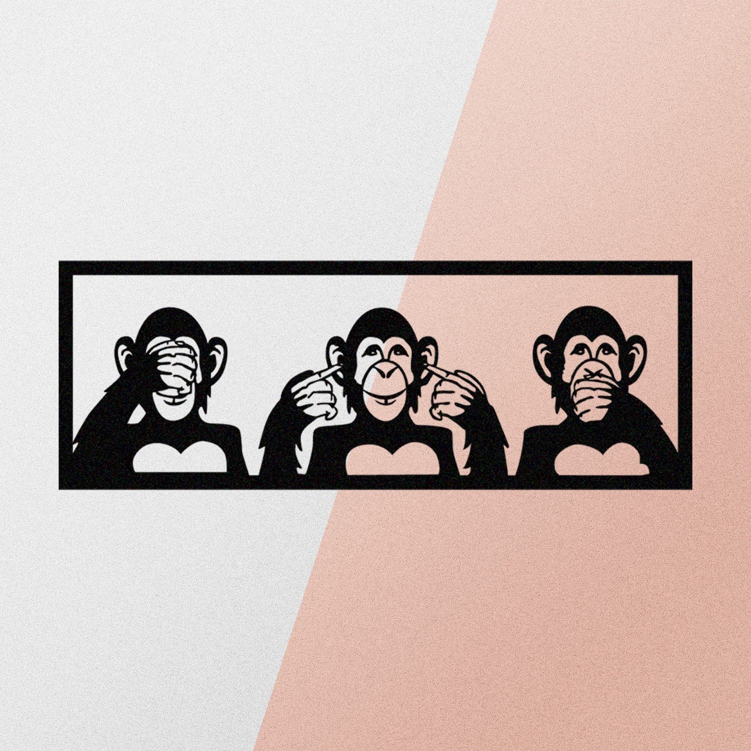 Accessoire mural en métal décoratif Three Monkeys-L