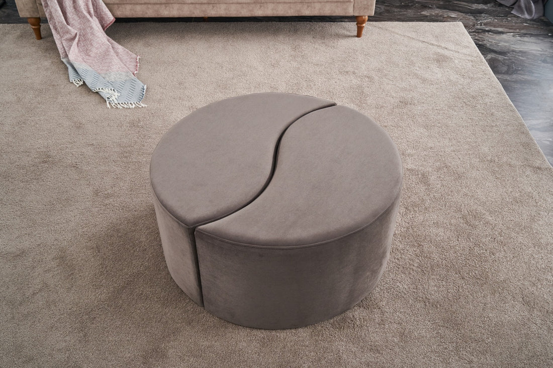 Lot de 2 poufs puzzle Ratsel L43xH40cm Velours Taupe