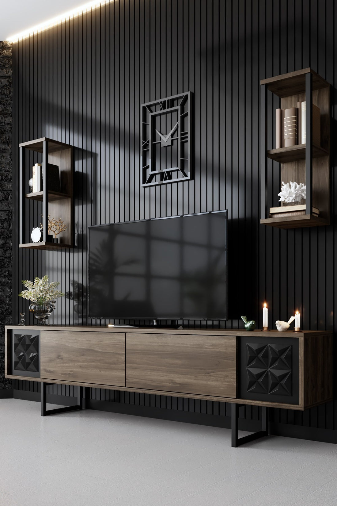 Ensemble de meubles de salon Black Line Set - Walnut, Black