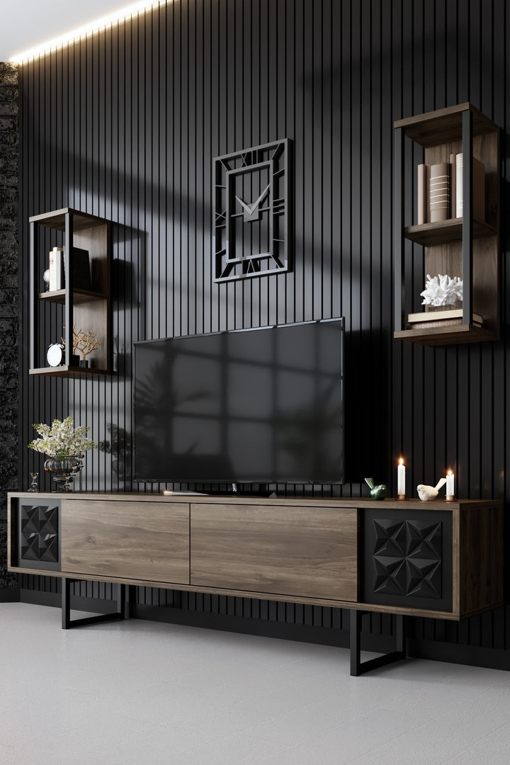 Ensemble de meubles de salon Black Line Set - Walnut, Black