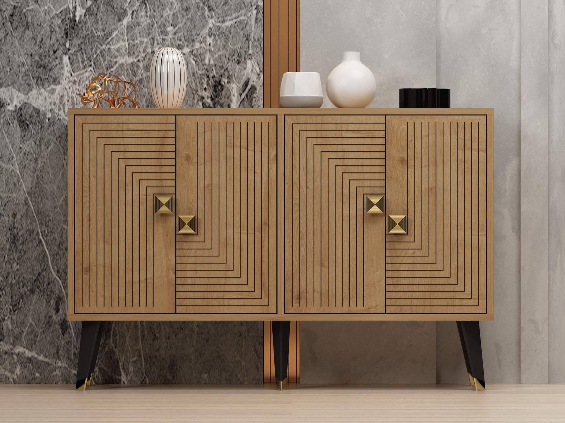 Console Ahart - Sapphire Oak, Gold