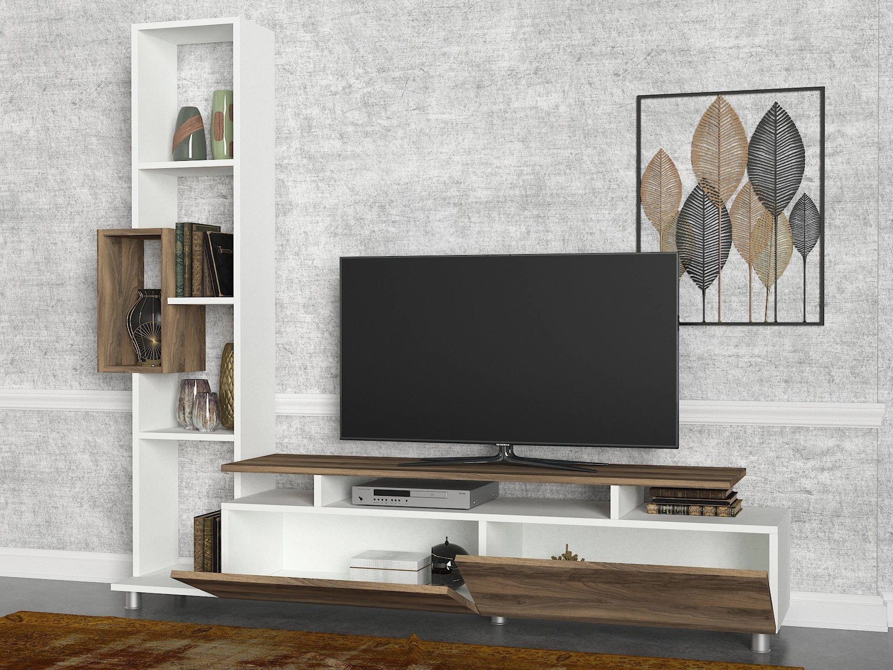 Unité de télévision Tulip - White, Walnut