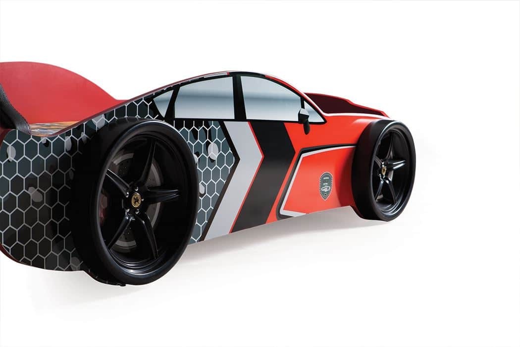 LIT VOITURE DE COURSE MUSTANG ROAD 66 ROUGE OU BLANC 90X190CM - Muscle