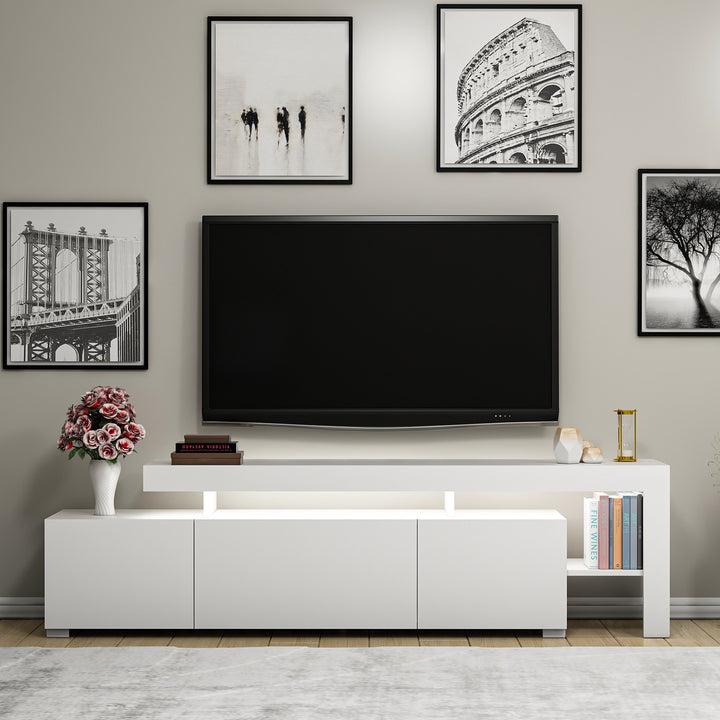 Meuble Tv design avec LED Beliz  L192cm Blanc