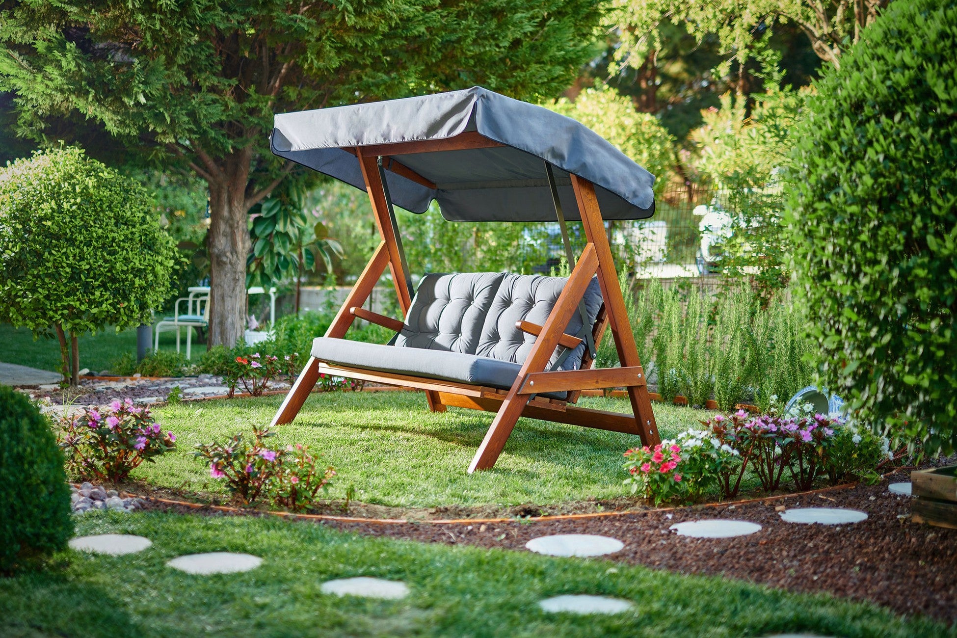 Chaise swing triple jardin Helen 2000 - Anthracite