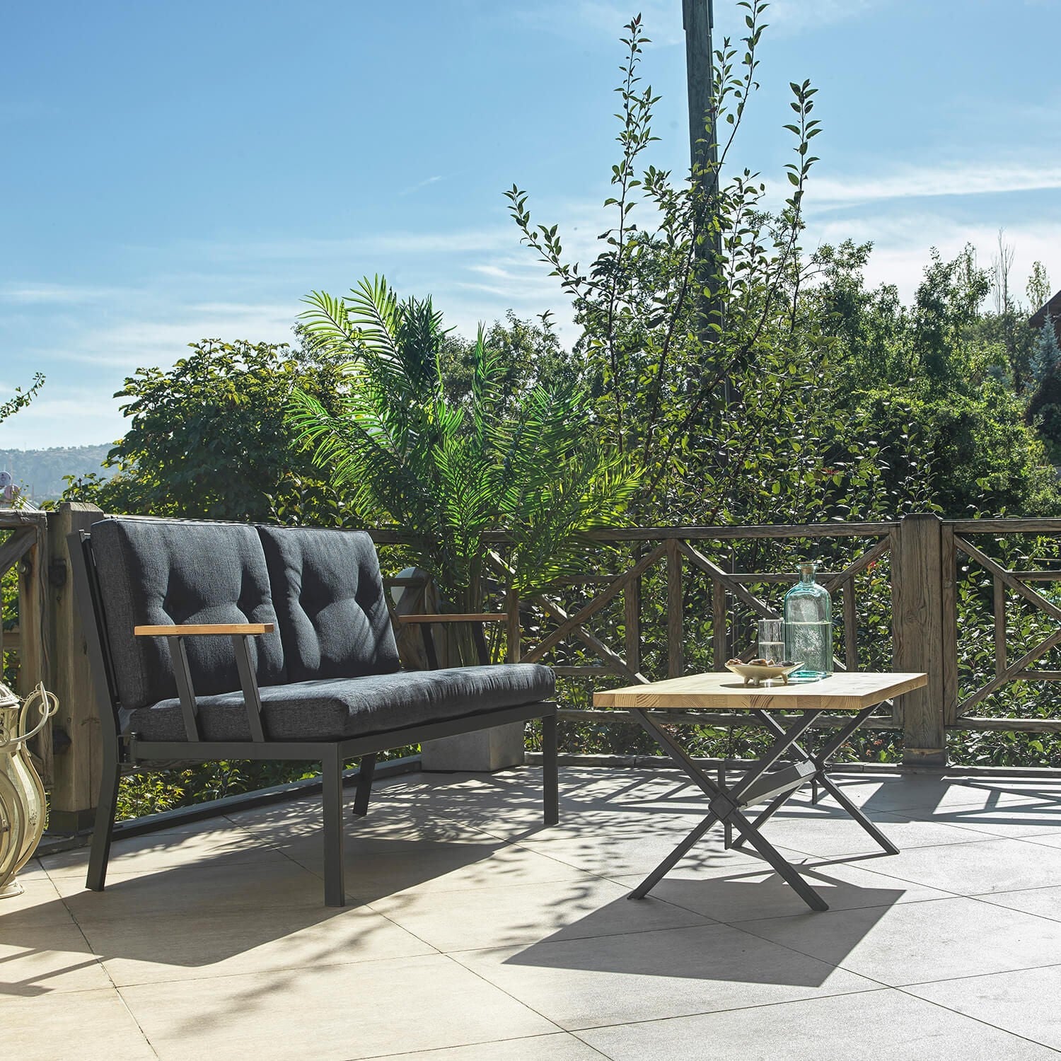 Canapé jardin de 2 places Lotus - Black, Anthracite