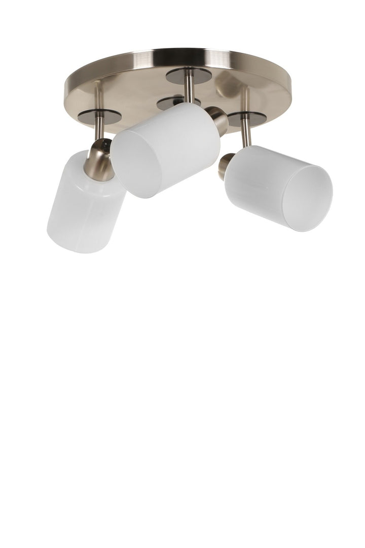 Lustre Nomi 3 lü tepsili mat krom beyaz camlı avize