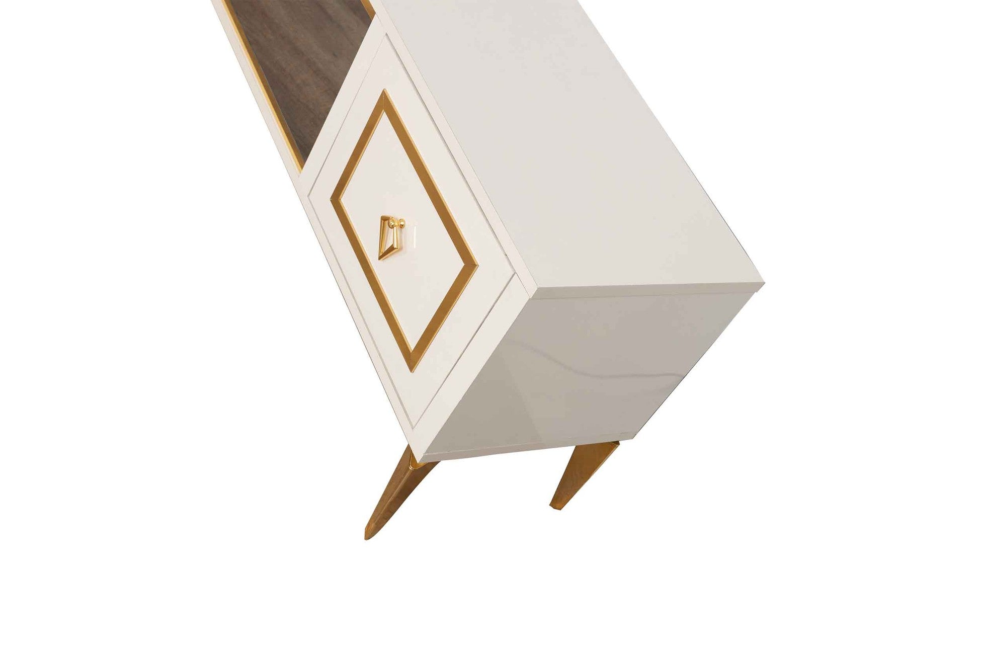 Milano Meuble TV Avec Cheminée Écru Dorée