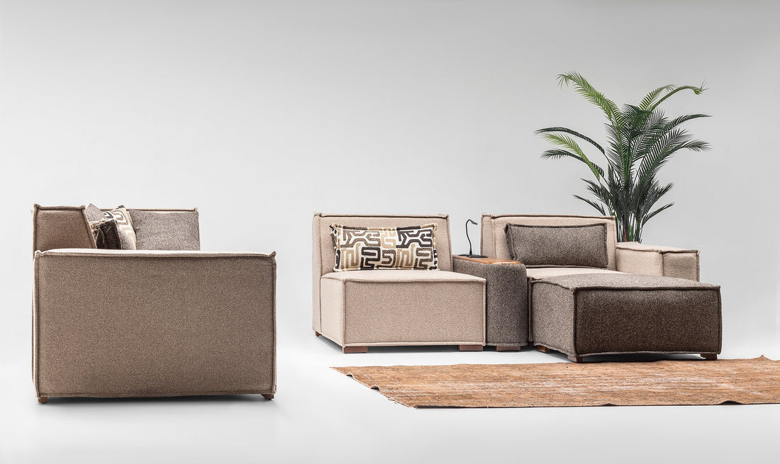 Nero Canapé Modulable avec système audio Lumière d'ambiance