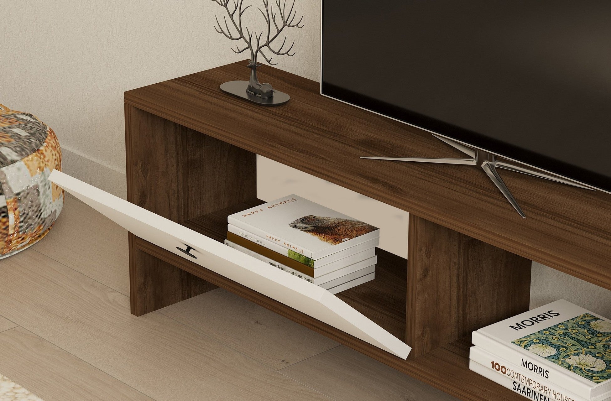 Meuble TV Gaye - Walnut, White