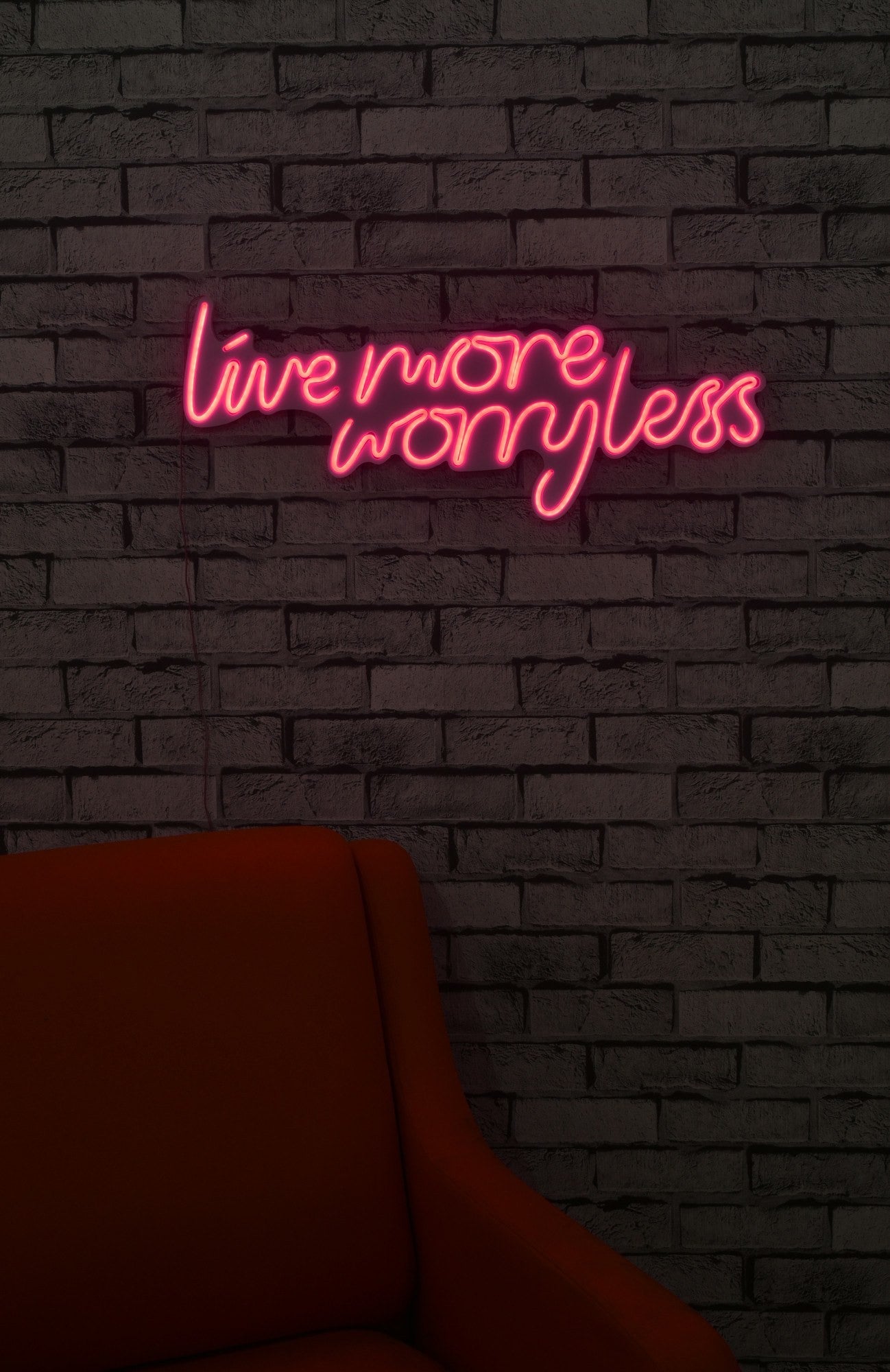 Éclairage LED en plastique décoratif Live More Worry Less - Pink