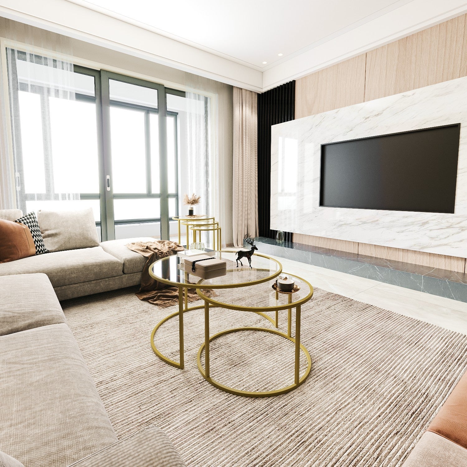 Table basse Belarus - Gold, Glass 60