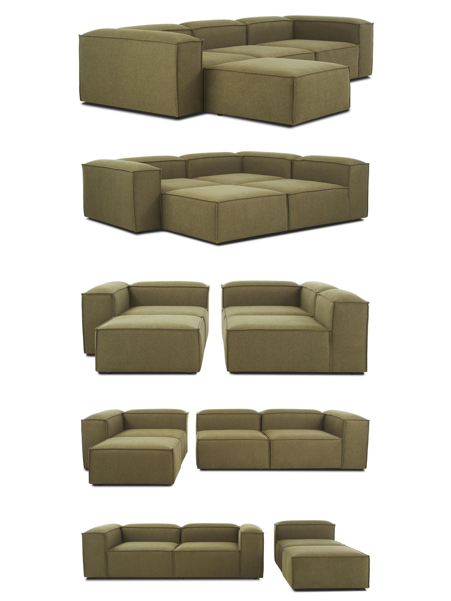 Canapé modulable 4 places en Lin avec pouf Frid