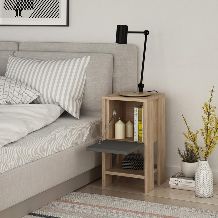 La table de nuit Ema - Oak, Anthracite