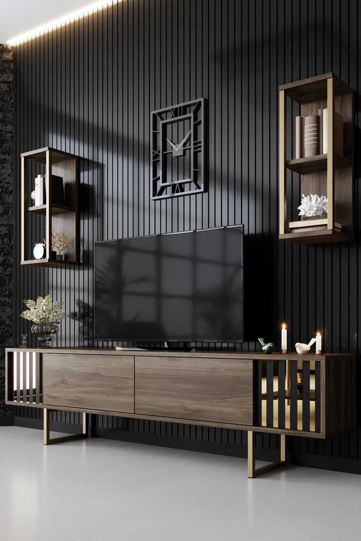 Ensemble de meubles de salon Gold Line - Walnut, Gold