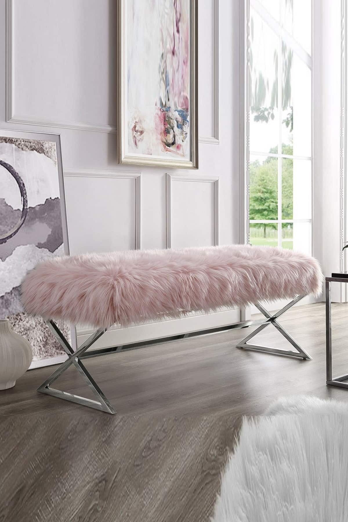 Luxury peluche poudre argent banc