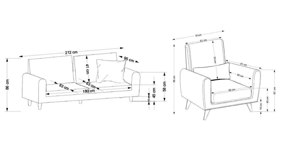 Sofa Sare 3+1 - Ares White, Dark Grey