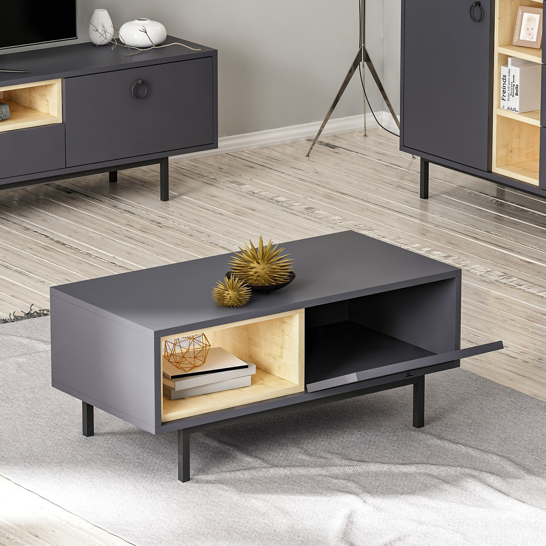 Table basse Naturel - Anthracite