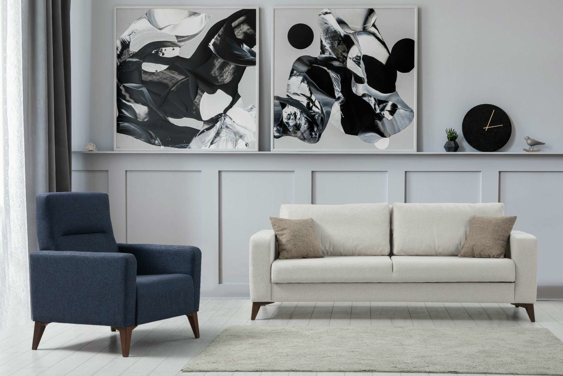 Canapé Kristal 3+1 - Beige, Anthracite