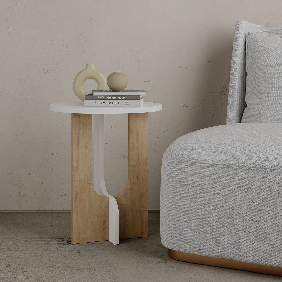 Table d'appoint Luna - White, Oak
