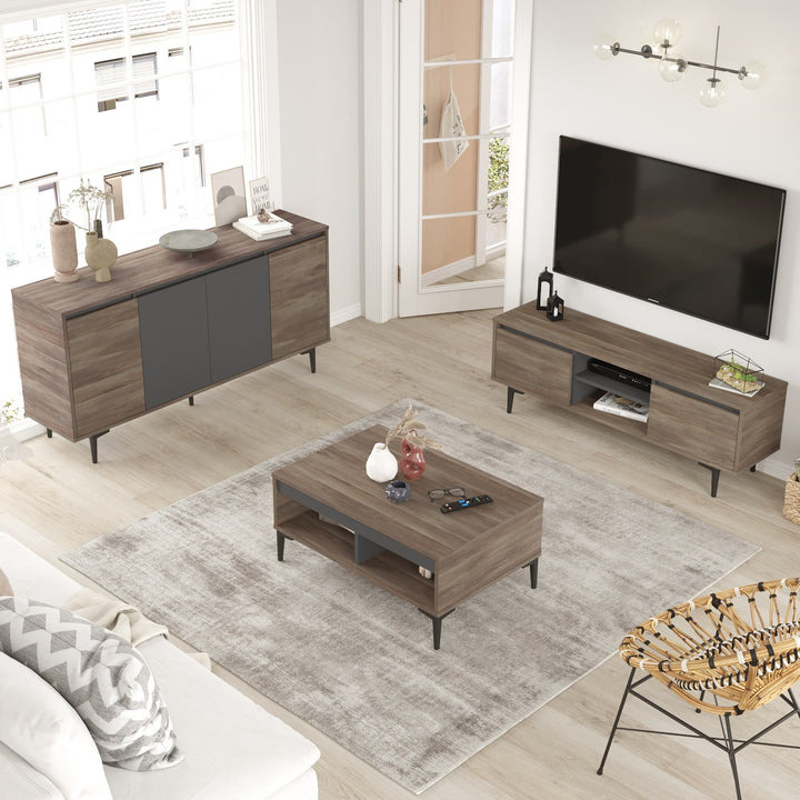 Ensemble de meuble de salon 3 pièces Tossa Bois foncé et Anthracite