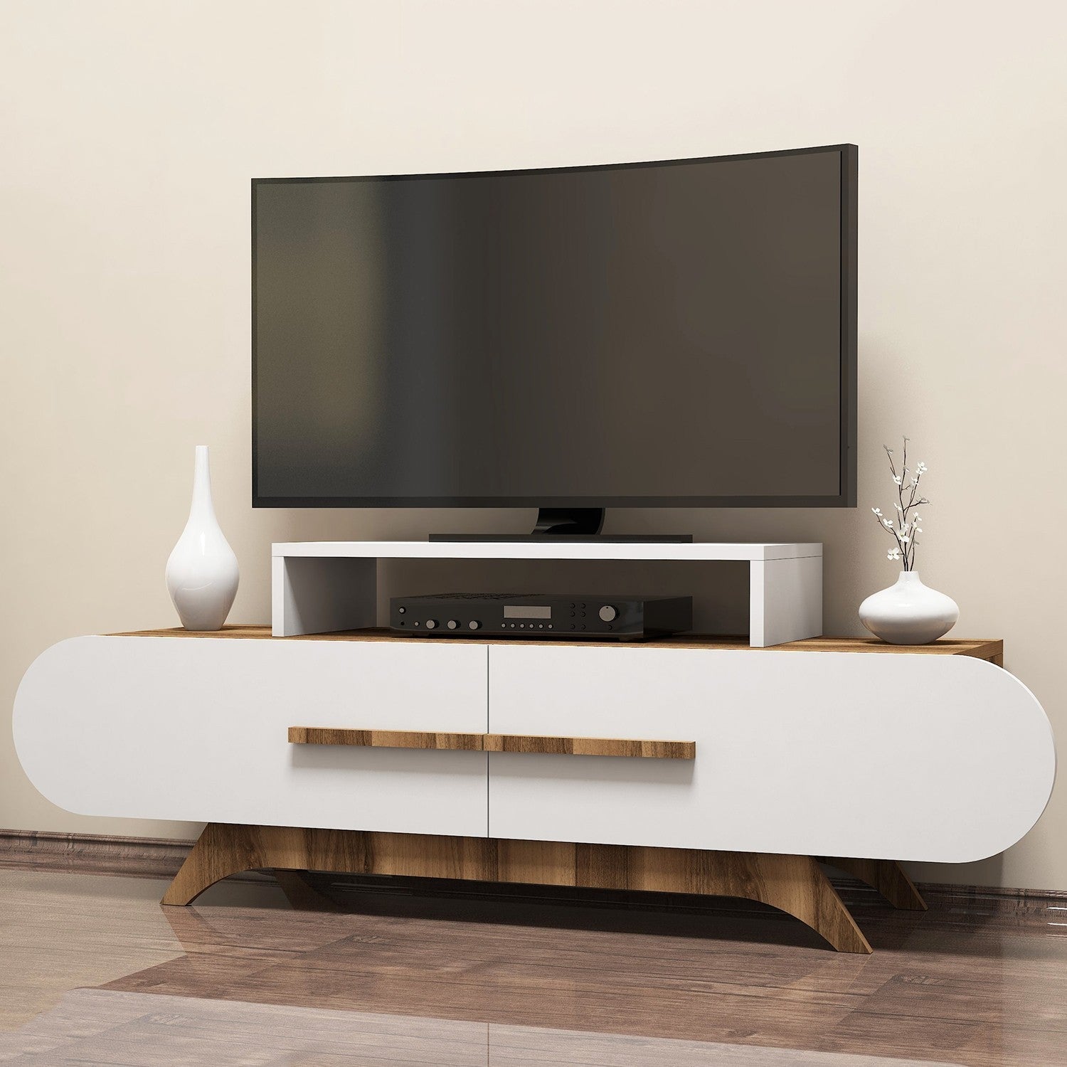 Meuble TV Rose - Walnut, White