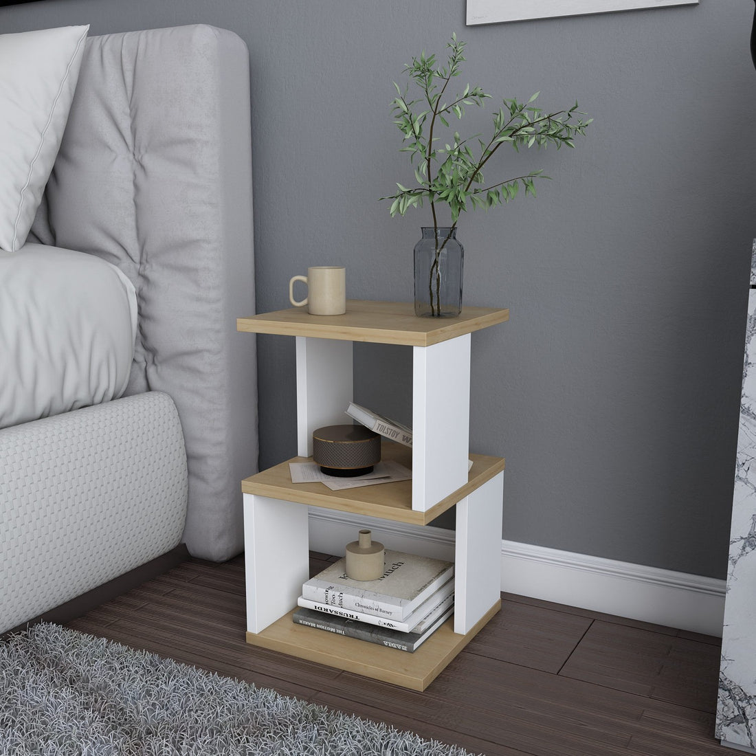 La table de nuit Carter - Oak, White