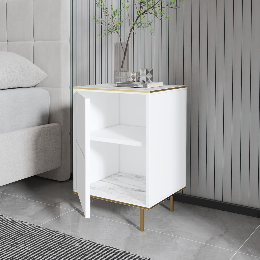 La table de nuit Imaj - Marble, White