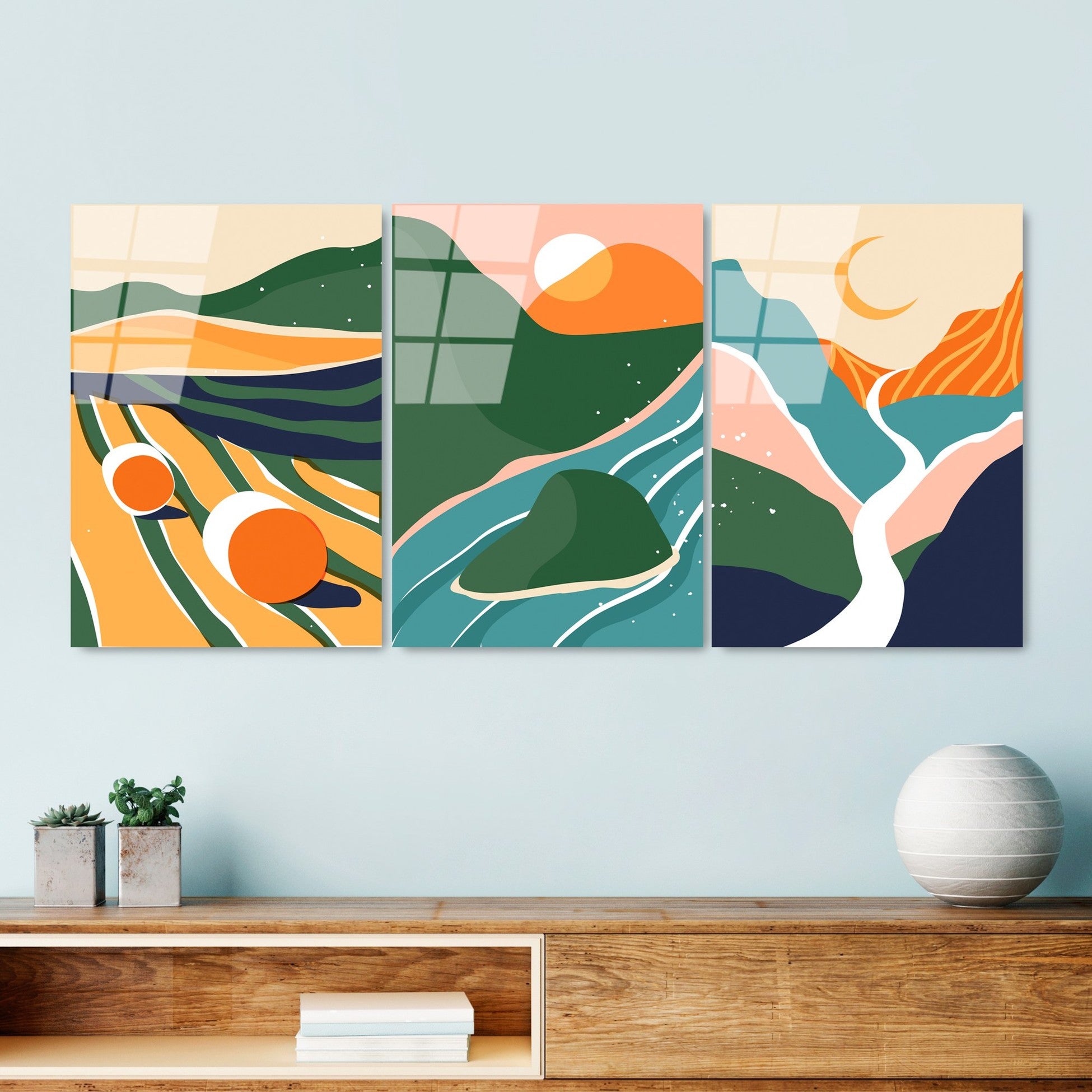 Peinture en verre trempé décorative (3 pièces) UV-946 - 45 x 65