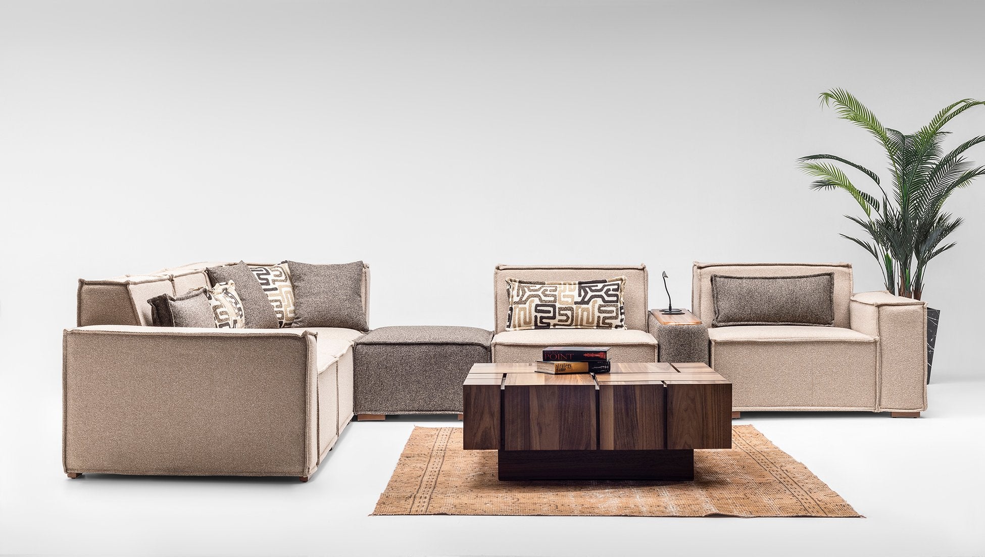 Nero Canapé Modulable avec système audio Lumière d'ambiance